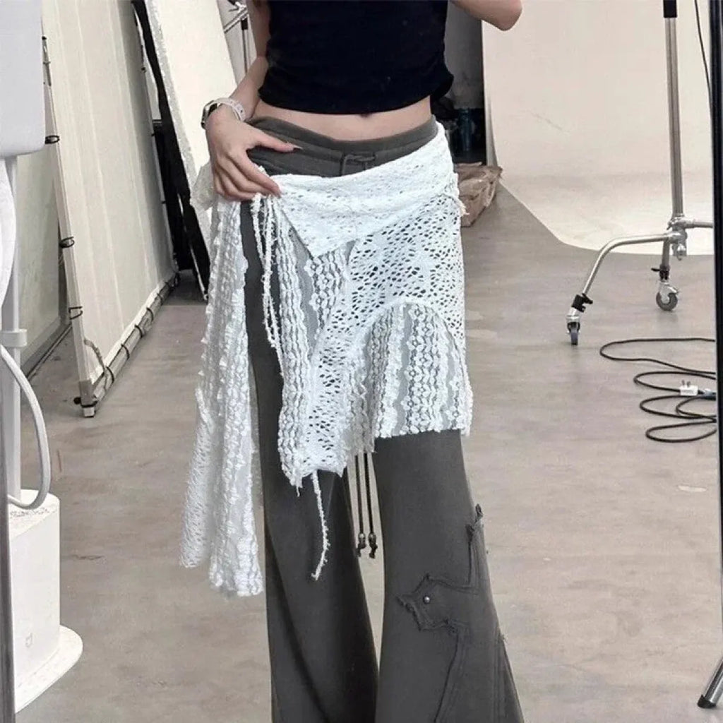 Harajuku Lace Irregular Skirt - Bottoms - Skirts - 5