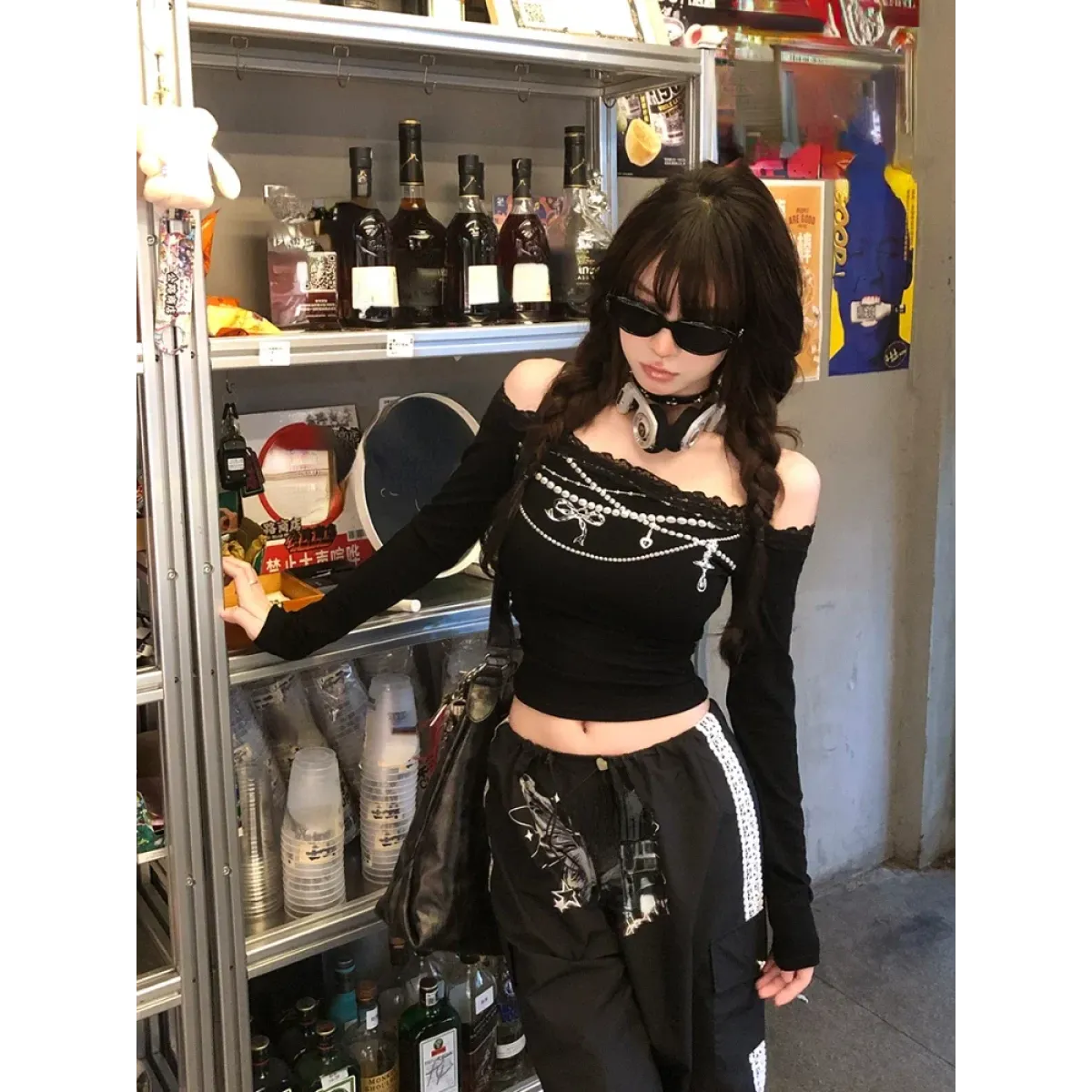 Lace Off-Shoulder Top – Y2K Harajuku E-Girl Aesthetic - Tops & Tees - Round - Tops - 5