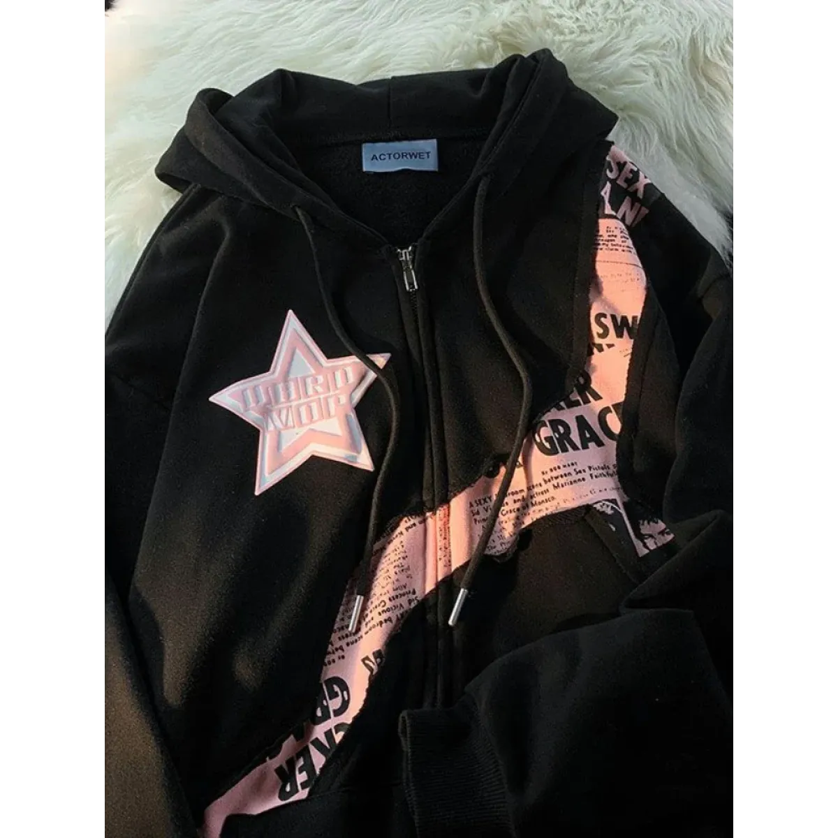 Y2K Harajuku Patchwork Zip Hoodie - Hoodies & Sweatshirts - Women Hoodies - 4