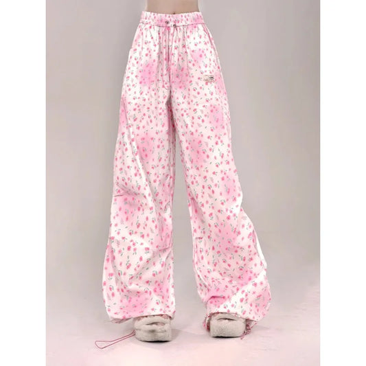 Floral Wide-Leg Pants – Y2K Harajuku Soft Girl Aesthetic - Bottoms - 2025 - 2 - Worldwide Shipping