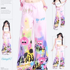 Graffiti Wide-Leg Pants – Y2K Harajuku Streetwear Aesthetic - Bottoms - Women’s Pants - 7
