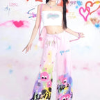 Graffiti Wide-Leg Pants – Y2K Harajuku Streetwear Aesthetic - Bottoms - Women’s Pants - 4