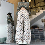 Cat Print Wide-Leg Pants – Y2K Harajuku Streetwear - Bottoms - Women’s Pants - 3
