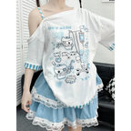 Y2K Harajuku T-Shirt – Japanese Patchwork - T-Shirts - Short - Asymmetric - T-Shirts - 3