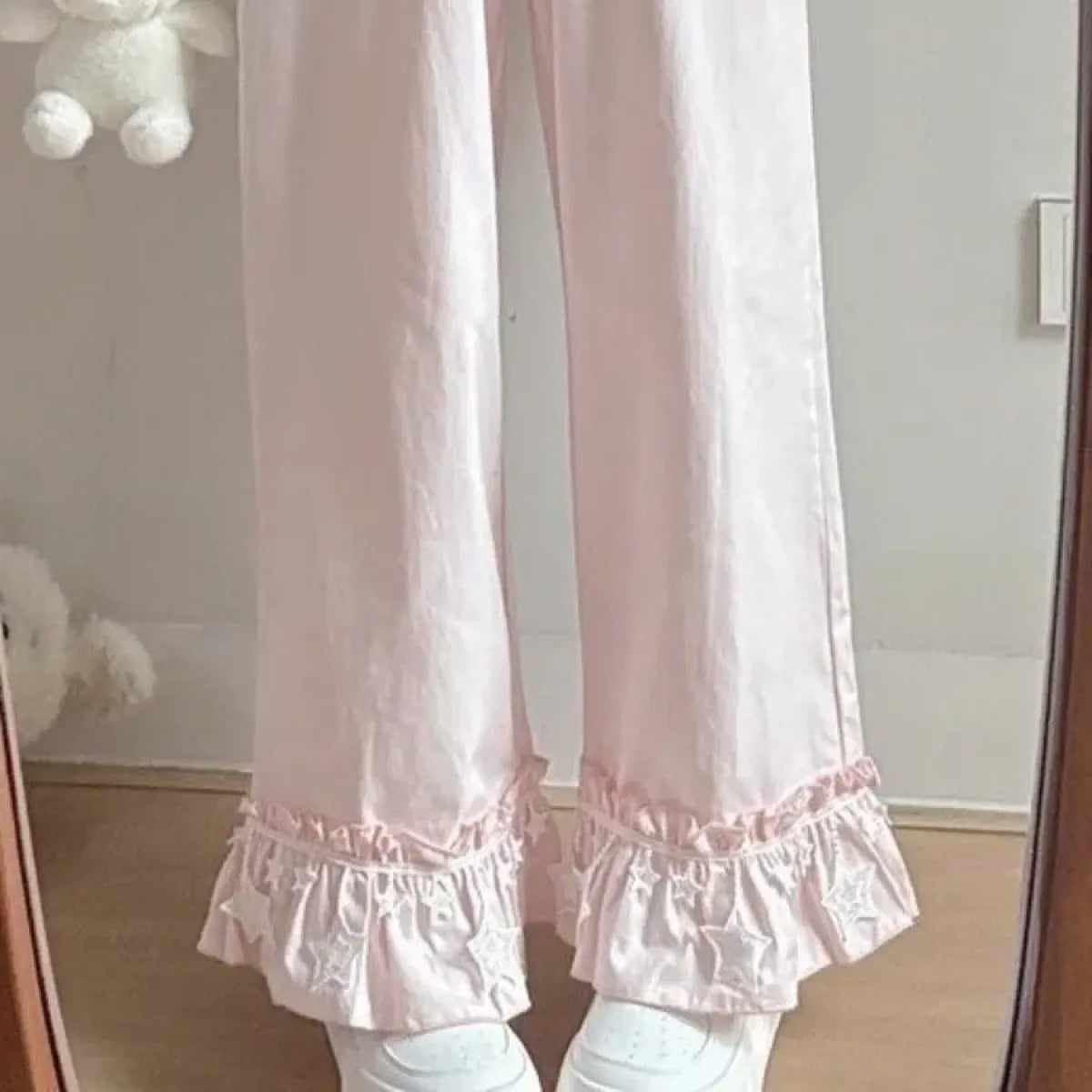 Y2K Ruffle Patchwork High Waist Wide Leg Pants - Bottoms - Pants - 4