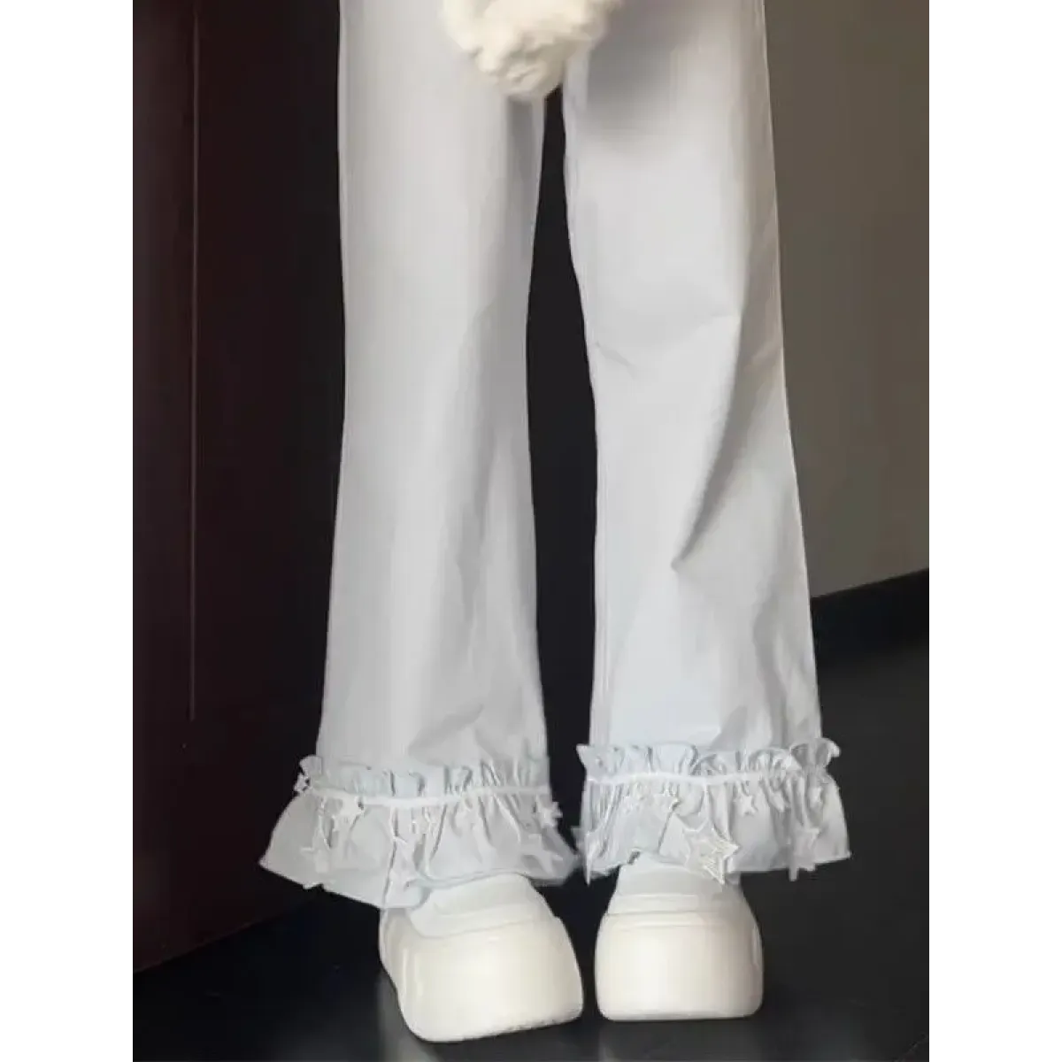 Y2K Ruffle Patchwork High Waist Wide Leg Pants - Bottoms - Pants - 7