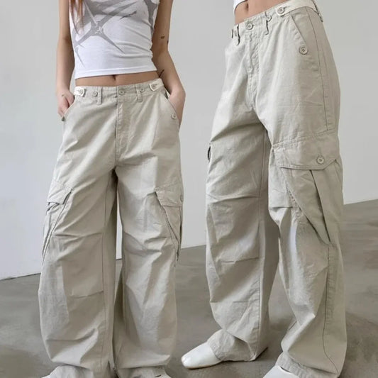 Y2K High Waist Wide Leg Cargo Pants - Bottoms - Cargo Pants - 1