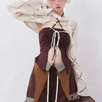 Y2K Hollow Knit Lace-Up Cardigan Top - Women’s Clothing & Accessories - Cardigan - 3