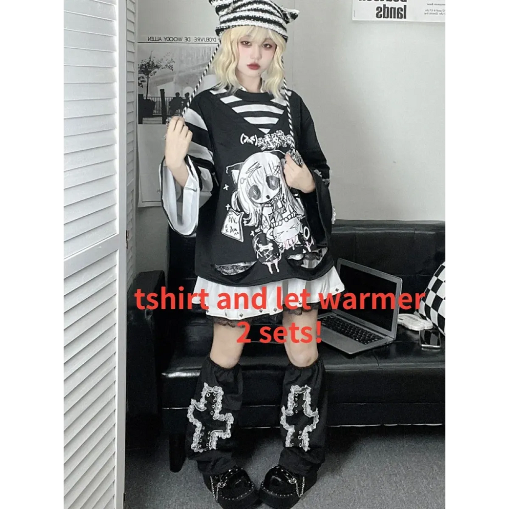 Y2K Japanese Cartoon T-Shirt – Loose Grunge Fairycore Kawaii Top - T-Shirts - Long - Round - T-Shirts - 11