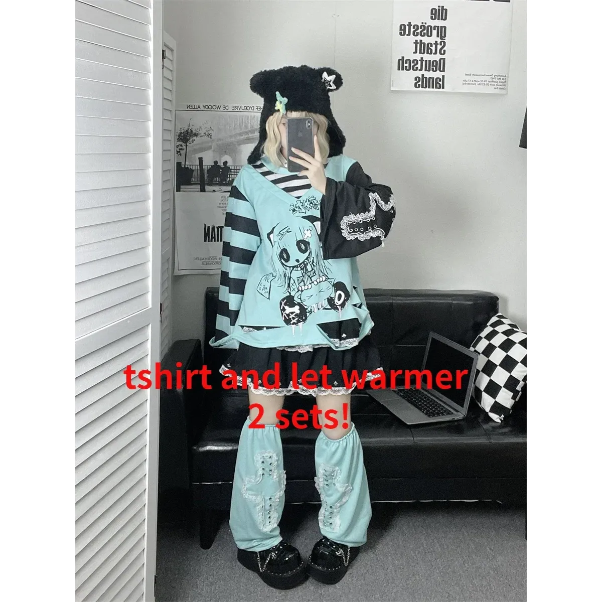 Y2K Japanese Cartoon T-Shirt – Loose Grunge Fairycore Kawaii Top - T-Shirts - Long - Round - T-Shirts - 9