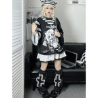 Y2K Japanese Cartoon T-Shirt – Loose Grunge Fairycore Kawaii Top - T-Shirts - Long - Round - T-Shirts - 1