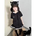 Y2K Kawaii Cat T-Shirt – Sweet Harajuku Patchwork Soft Girl Top - T-Shirts - Long - V-neck - T-Shirts - 1