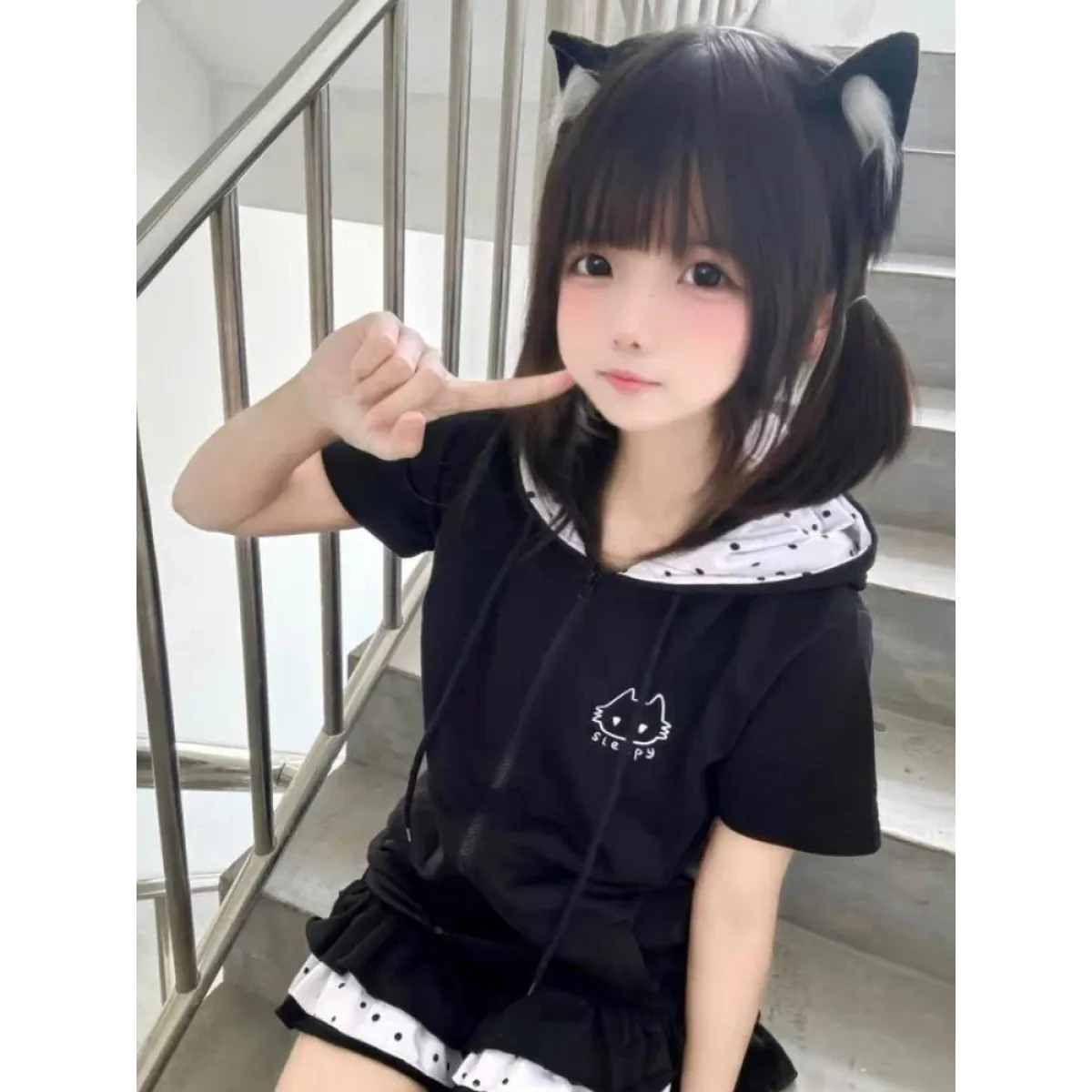 Y2K Kawaii Cat T-Shirt – Sweet Harajuku Patchwork Soft Girl Top - T-Shirts - Long - V-neck - T-Shirts - 3