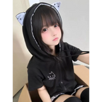 Y2K Kawaii Cat T-Shirt – Sweet Harajuku Patchwork Soft Girl Top - T-Shirts - Long - V-neck - T-Shirts - 4