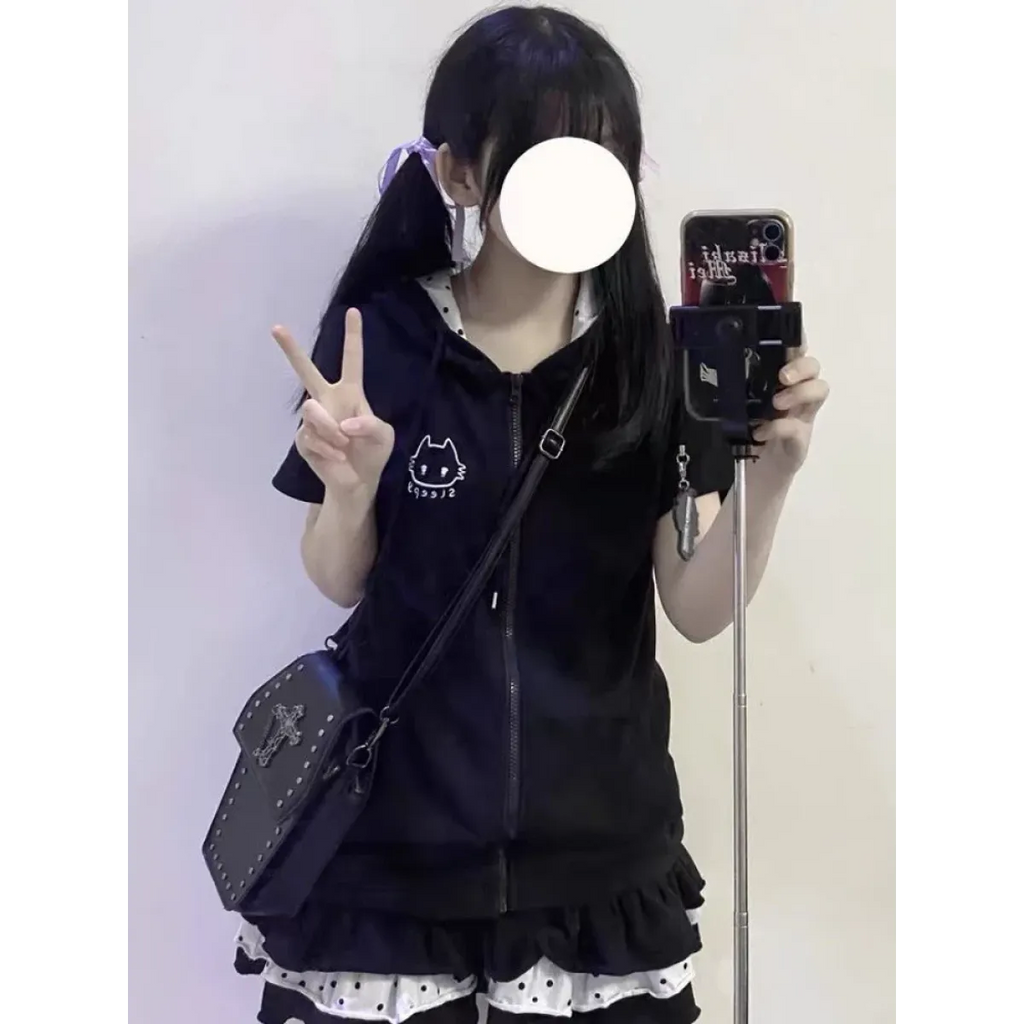 Y2K Kawaii Cat T-Shirt – Sweet Harajuku Patchwork Soft Girl Top - T-Shirts - Long - V-neck - T-Shirts - 5