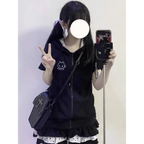 Y2K Kawaii Cat T-Shirt – Sweet Harajuku Patchwork Soft Girl Top - T-Shirts - Long - V-neck - T-Shirts - 5