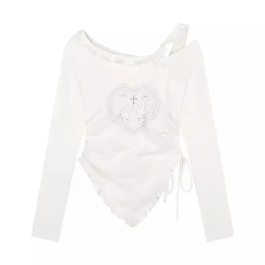 Y2K Kawaii Harajuku Two-Piece Set – Ruffle Skirt & Long Sleeve Top - Bottoms - Long - Round - Clothing Sets - 5