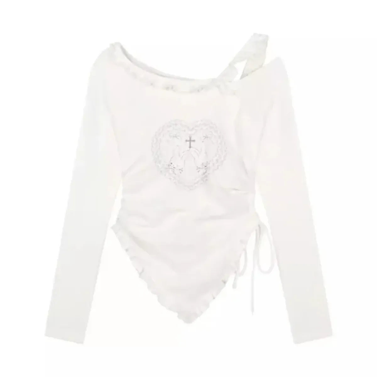 Y2K Kawaii Harajuku Two-Piece Set – Ruffle Skirt & Long Sleeve Top - Bottoms - Long - Round - Clothing Sets - 5