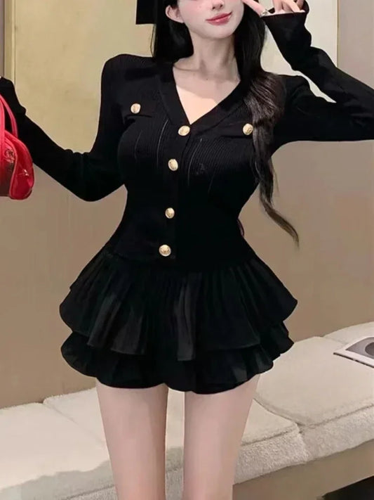 Y2K Kawaii Knitted Two-Piece Set – Elegant Mini Skirt Suit - Bottoms - 2025 - 2 - Worldwide Shipping