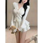 Y2K Kawaii Knitted Two-Piece Set – Elegant Mini Skirt Suit - Bottoms - Short - Round - Clothing Sets - 4
