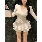 Y2K Kawaii Knitted Two-Piece Set – Elegant Mini Skirt Suit - Bottoms - Short - Round - Clothing Sets - 5