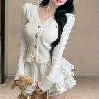 Y2K Kawaii Knitted Two-Piece Set – Elegant Mini Skirt Suit - Bottoms - Short - Round - Clothing Sets - 8