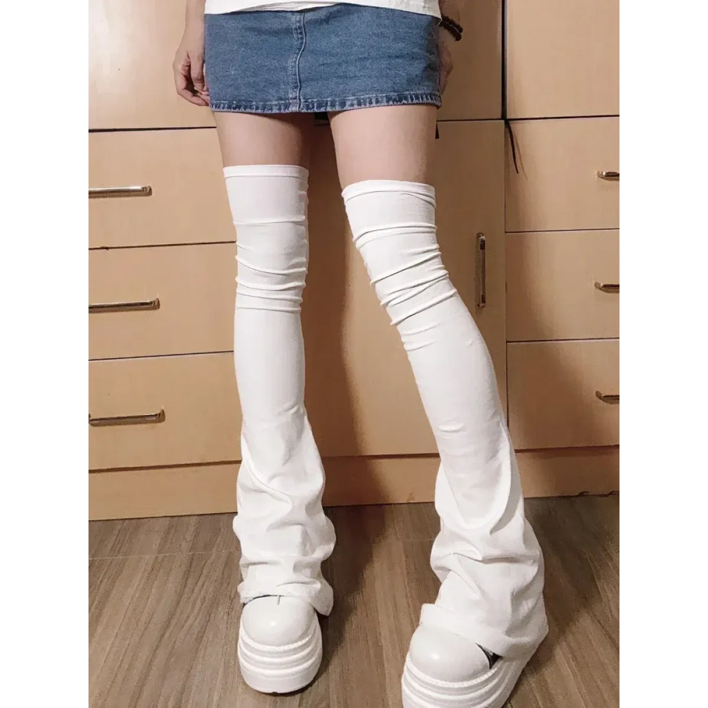 Y2K Kawaii Leg Warmers – Vintage Lolita Thigh High Socks - Socks & Hosiery - Socks - 2