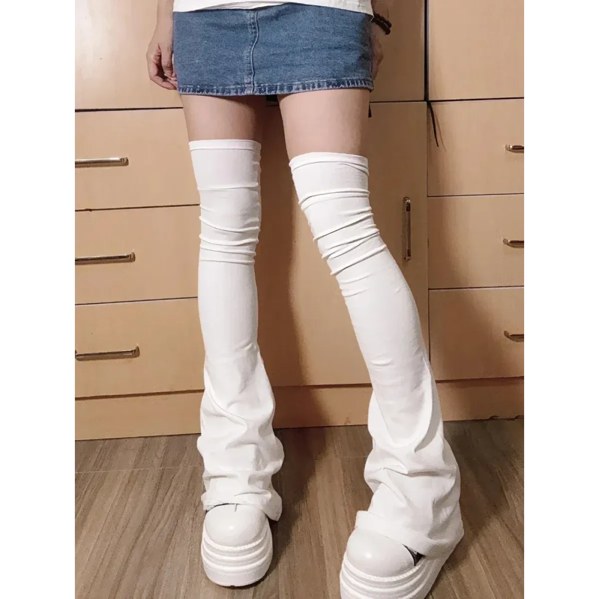 Y2K Kawaii Leg Warmers – Vintage Lolita Thigh High Socks - Socks & Hosiery - Socks - 2