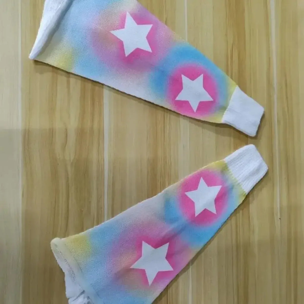Y2K Kawaii Star Leg Warmers – Harajuku Pastel Tie-Dye Sleeves - Socks & Hosiery - Leg Warmers - 3