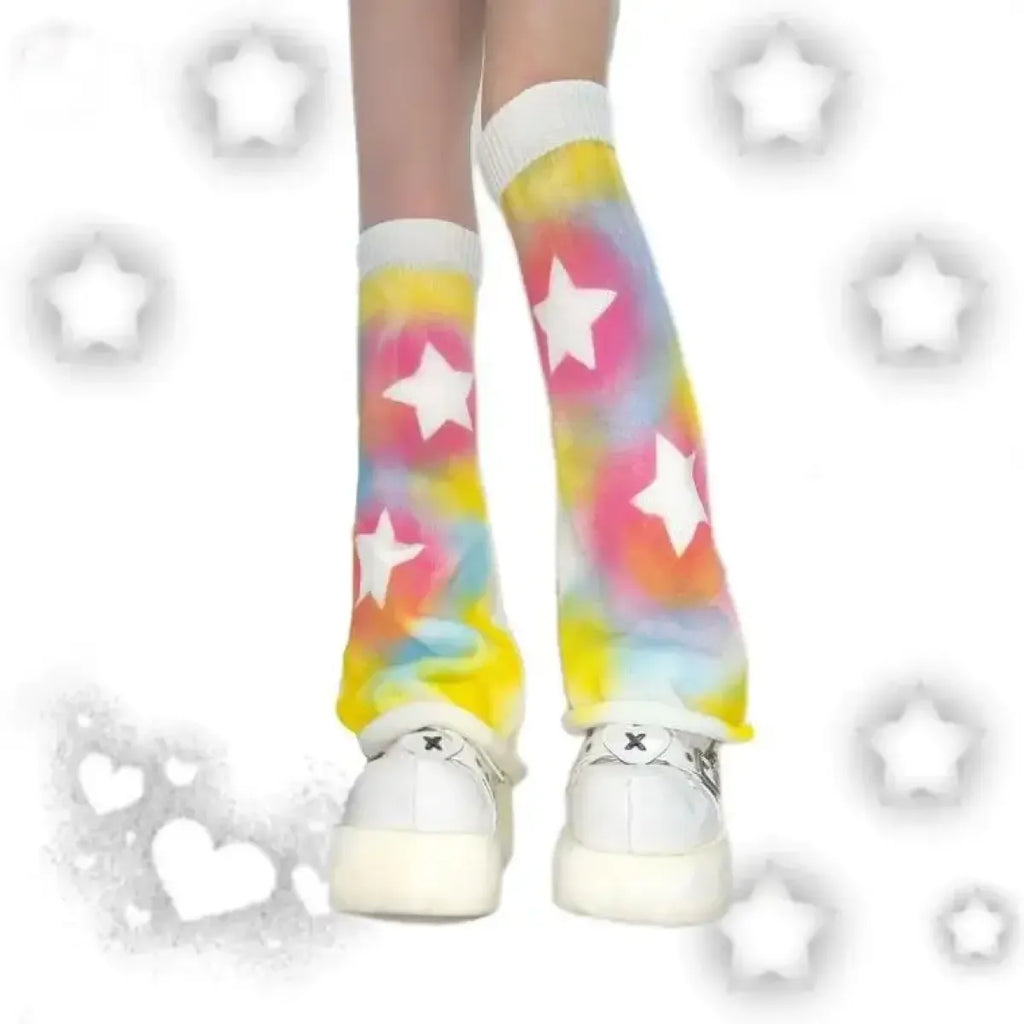 Y2K Kawaii Star Leg Warmers – Harajuku Pastel Tie-Dye Sleeves - Socks & Hosiery - Leg Warmers - 4