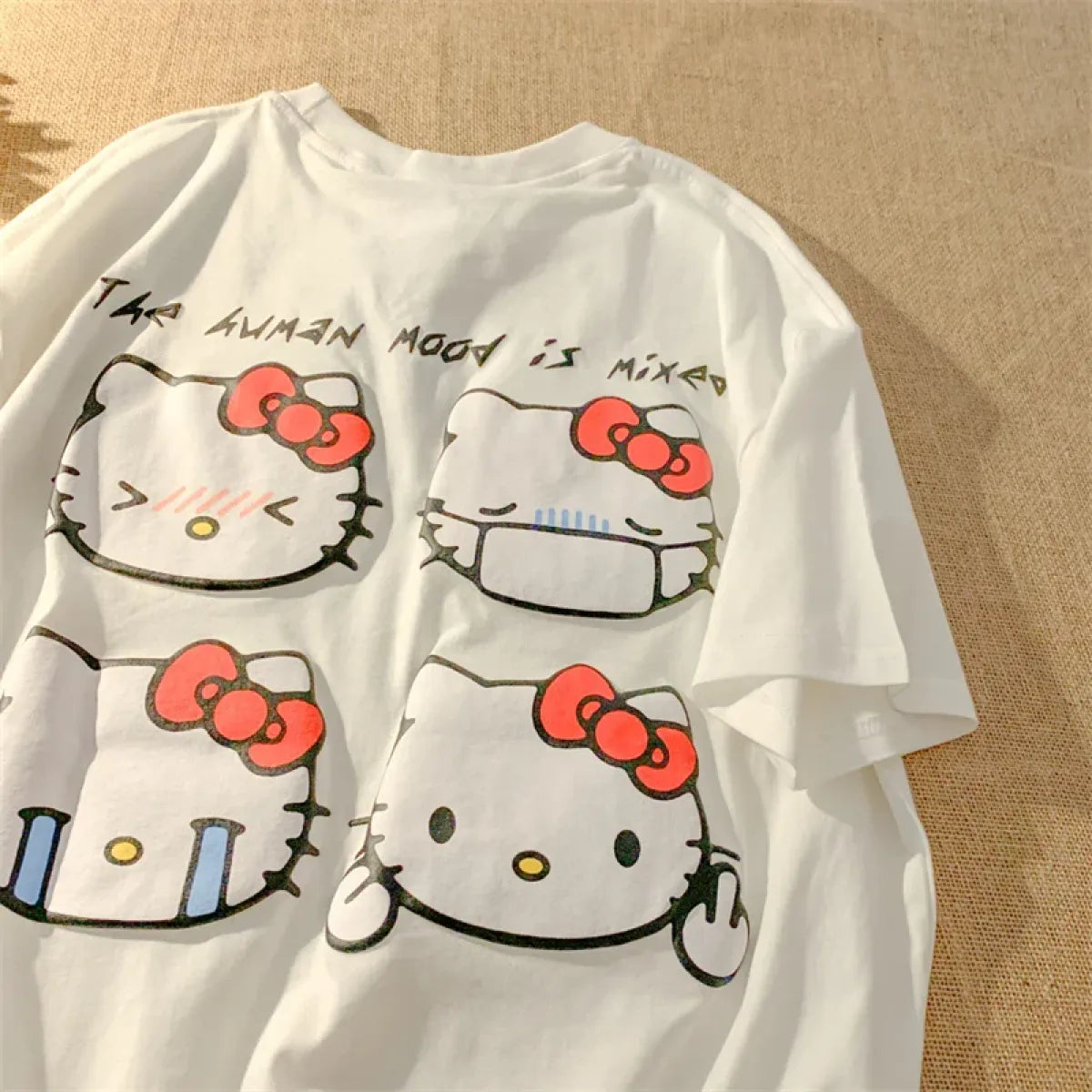 Kawaii Hello Kitty Harajuku Ullzang T Shirt Women Cute Anime Y2K Streetwear T-shirt Cartoon Fashion Summer Tshirt