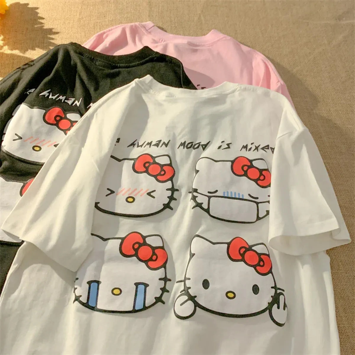 Kawaii Hello Kitty Harajuku Ullzang T Shirt Women Cute Anime Y2K Streetwear T-shirt Cartoon Fashion Summer Tshirt
