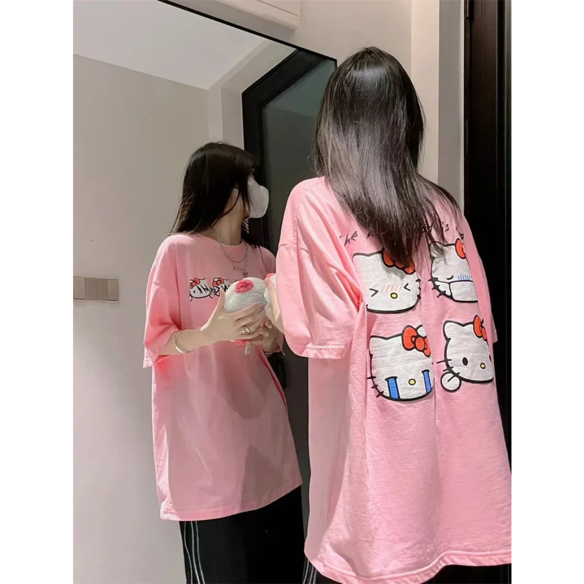 Kawaii Hello Kitty Harajuku Ullzang T Shirt Women Cute Anime Y2K Streetwear T-shirt Cartoon Fashion Summer Tshirt