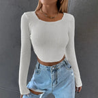 Y2K Knit Long Sleeve Crop Top - Women’s Clothing & Accessories - Crop Top - 1