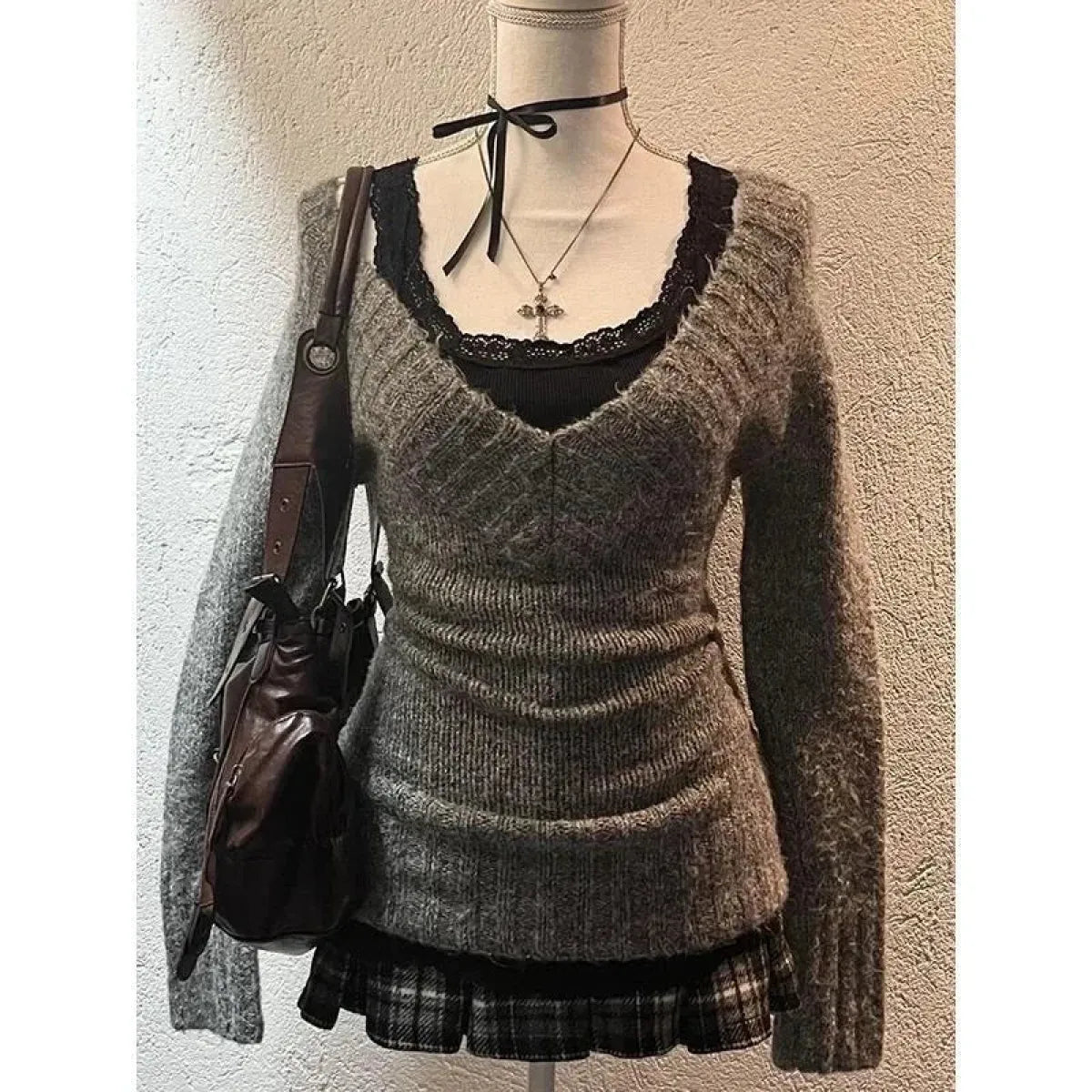 Y2K V-Neck Knit Pullover - Sweaters - Sweaters - 2