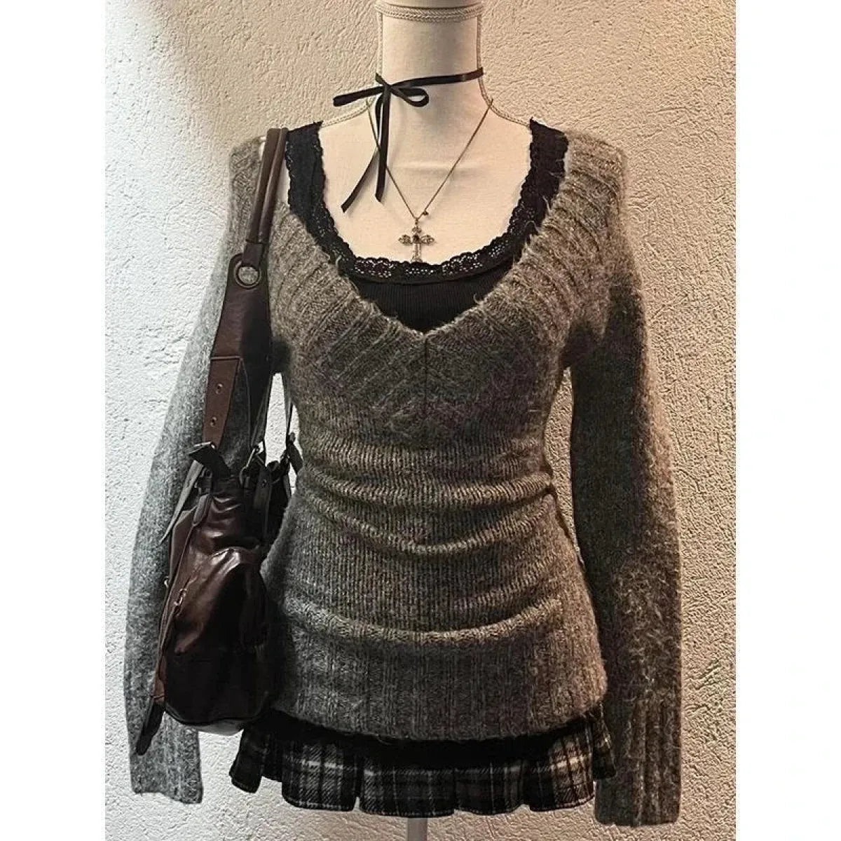 Y2K V-Neck Knit Pullover - Sweaters - Sweaters - 5