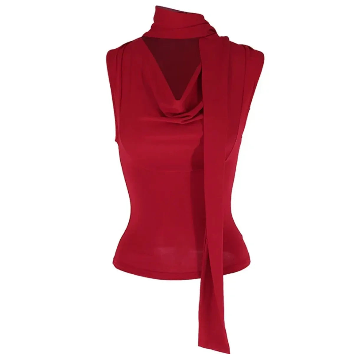 Y2K Tie-Front Wrap Knit Tank Top - Tops & Tees - Tank Top / Cami - 9