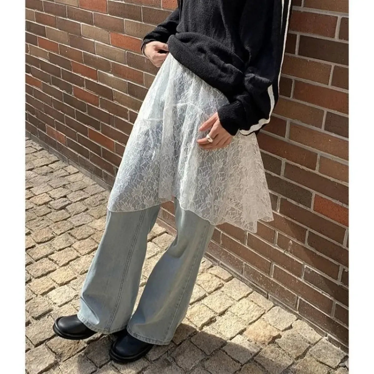 Lace Overlay A-Line Skirt – Y2K E-Girl Summer Drop - Bottoms - Skirt - 3