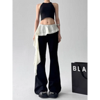 Y2K Lace Patchwork Flare Pants - Bottoms - Pants - 3