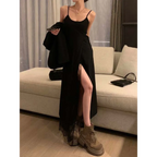 Y2K Lace Patchwork Off-Shoulder Split Maxi Dress - All Dresses - Maxi Dress - 2