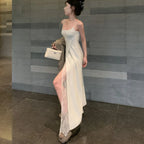 Y2K Lace Patchwork Off-Shoulder Split Maxi Dress - All Dresses - Maxi Dress - 7