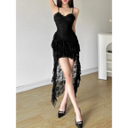 Y2K Lace Ruffle Irregular Fairycore Dress - All Dresses - Midi Dress - 2