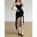 Y2K Lace Ruffle Irregular Fairycore Dress - All Dresses - Midi Dress - 6