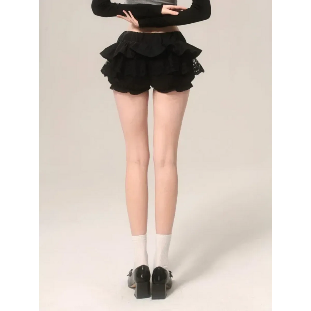 Y2K Lace Ruffle Mini Skirt – Kawaii Coquette Low Waist - Bottoms - Short - Other - Sets - 2