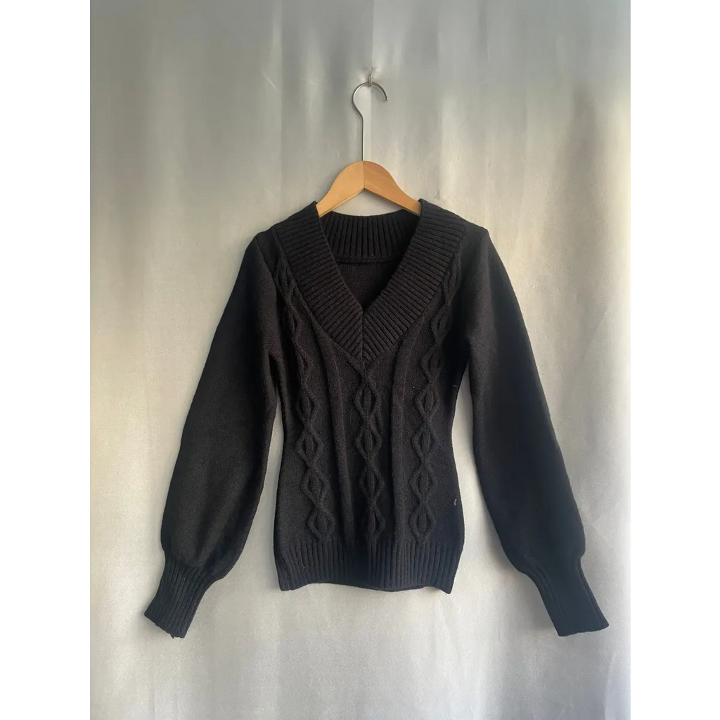 V-Neck Slim Fit Sweater – Y2K Lace Trim Knit Pullover Top - Sweaters - Long - V-neck - Sweaters - 4