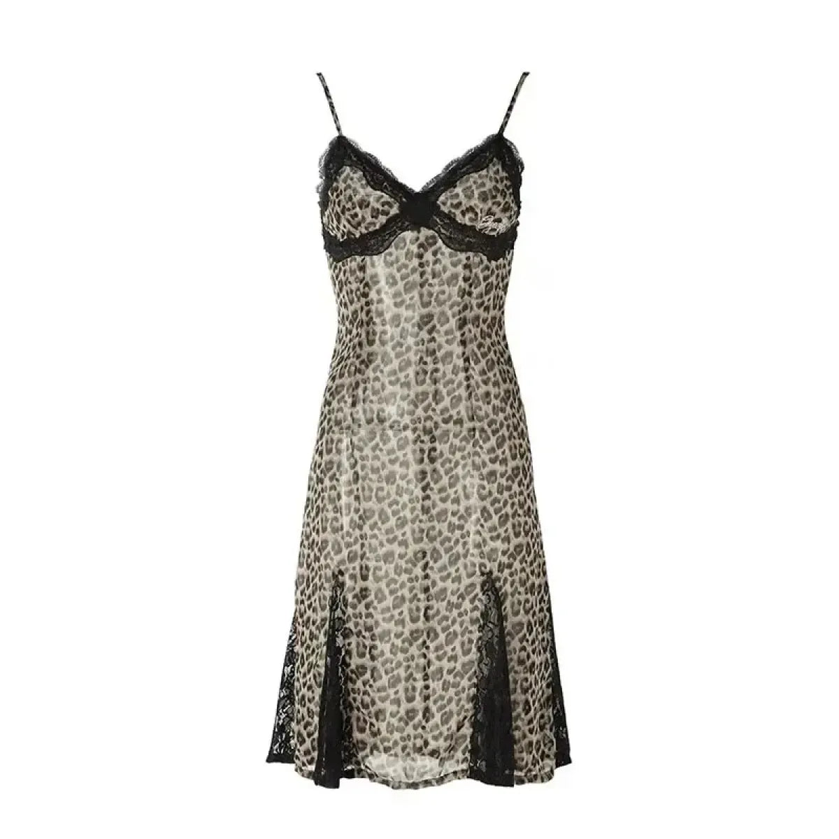 Animal Pattern Y2K Lace Trim Slip Dress - All Dresses - Dresses - 5