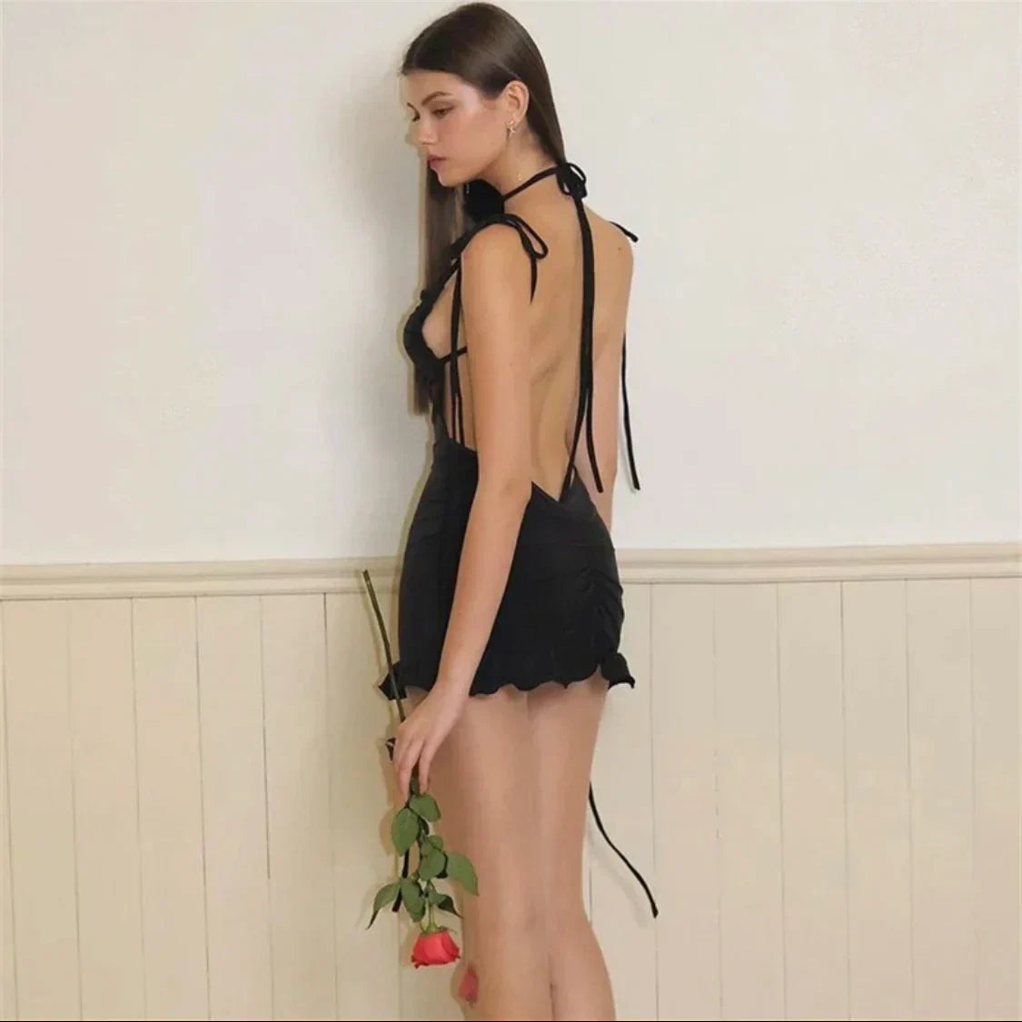 Y2K Lace-Up Open Back Mini Dress - Sexy Slim Fit Skirt - All Dresses - One-Pieces - 2024 - 10 - Worldwide Shipping