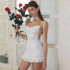 Y2K Lace-Up Open Back Mini Dress - Sexy Slim Fit Skirt - All Dresses - Sleeveless - Off-Shoulder - Dresses - 12
