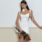 Y2K Lace-Up Open Back Mini Dress - Sexy Slim Fit Skirt - All Dresses - Sleeveless - Off-Shoulder - Dresses - 8