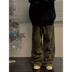 Y2K Leopard Print Wide Leg Denim Jeans - Bottoms - Jeans - 4